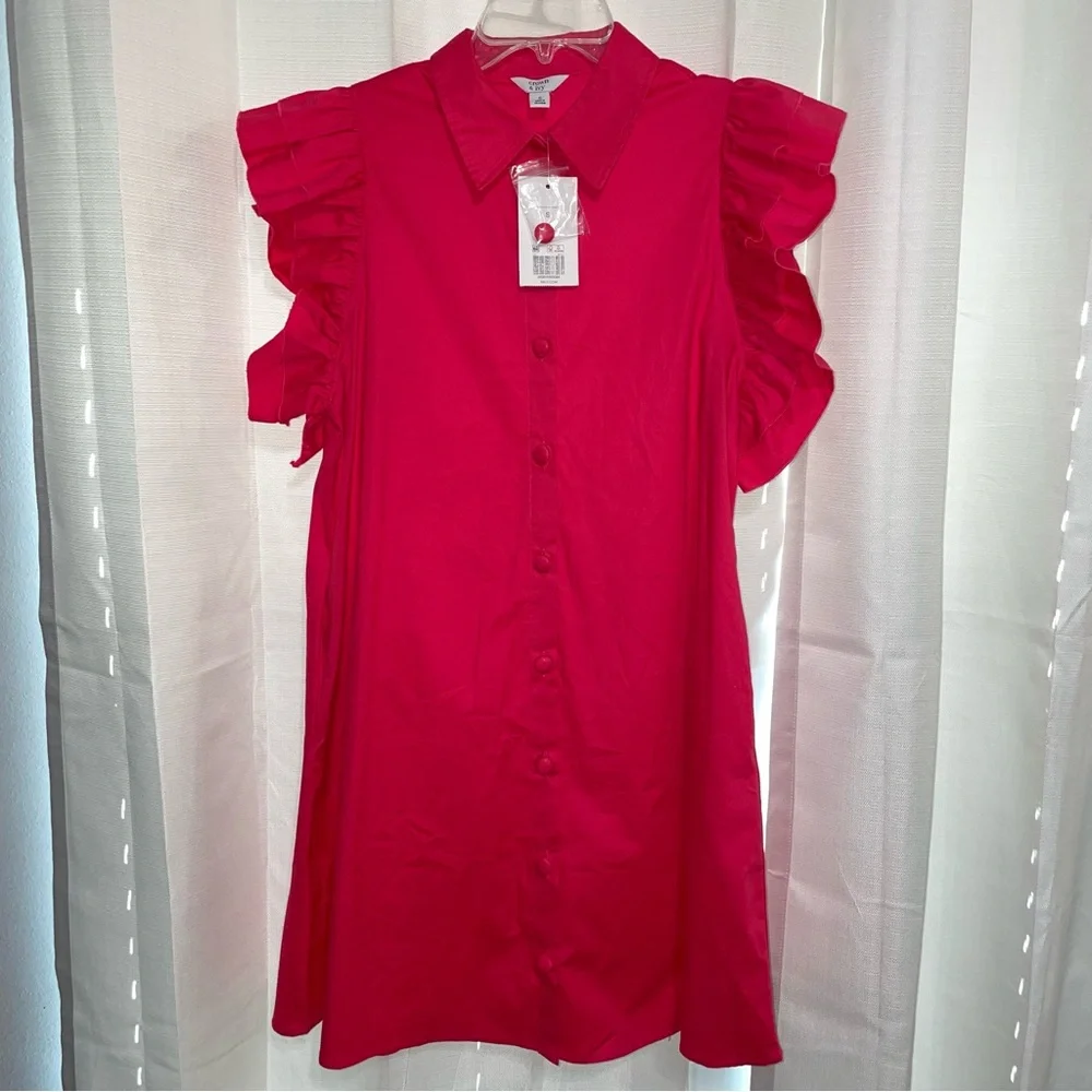 Crown & Ivy Sunset Pink/Hot Honeysuckle Ruffle Sleeve Dress - Picture 4 of 6